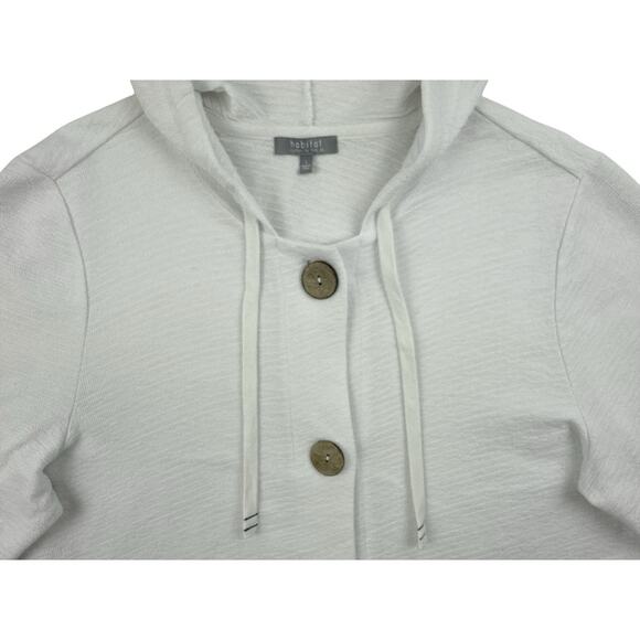 Habitat French Terry Cardigan Hoodie White Cotton Button Front Sweatshirt Large - Picture 5 of 12